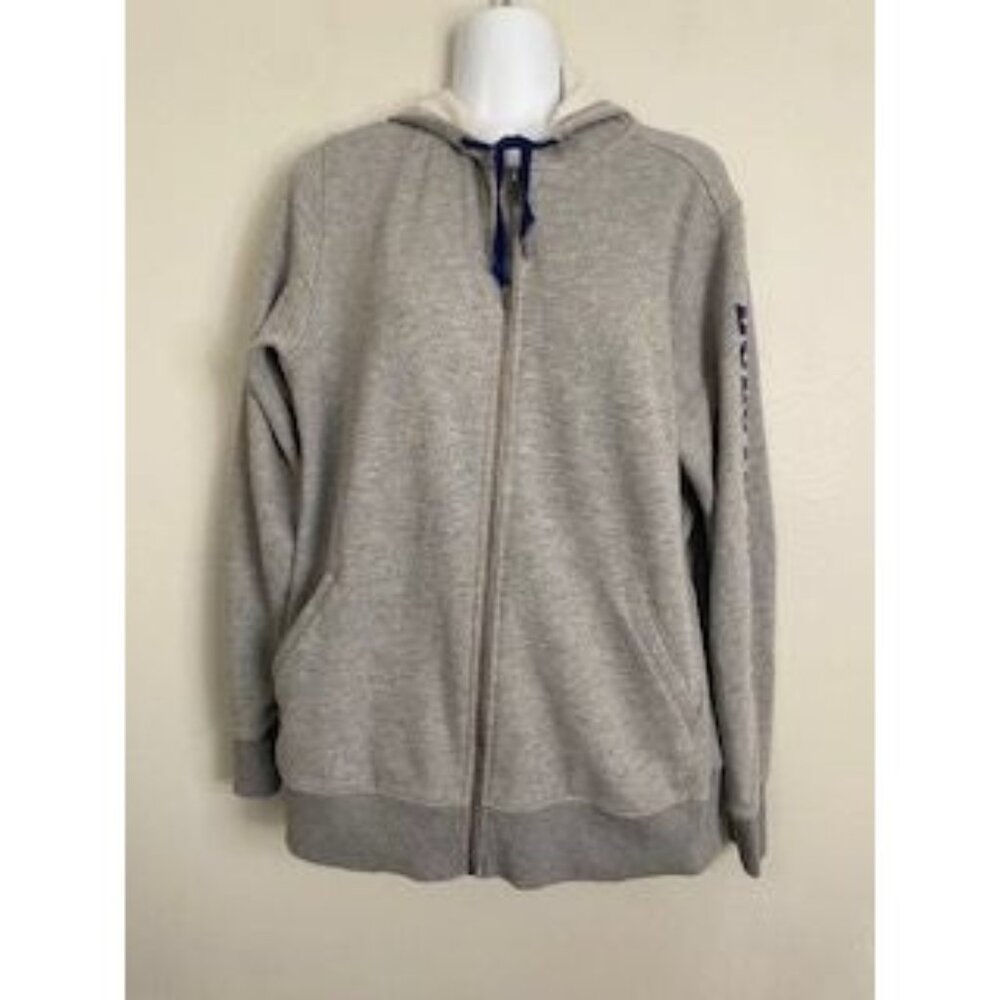 Duluth Full Zip Gray fleece Jacket Hoodie size M Logo on Sleeves Activewear